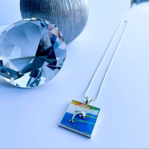 Silver plated 18 inch chain with dolphin pendant
